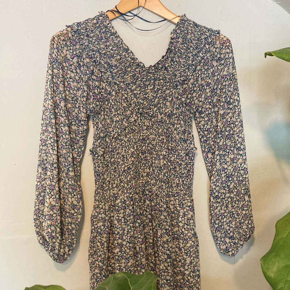 Blue Smocked waist midi/maxi floral dress